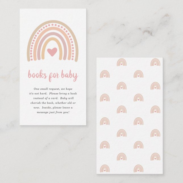 Cute Girl Boho Rainbow Books for Baby Baby Shower  Enclosure Card (Front/Back)