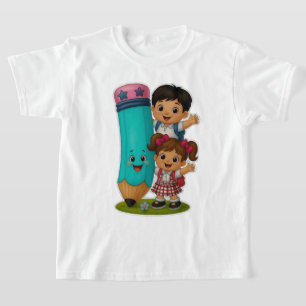 🧒👧💕Cute Girl & Boy Cartoon Kids Basic T-Shirt