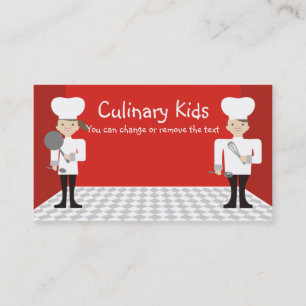 cute girl boy chefs cooking classes business ca... business card