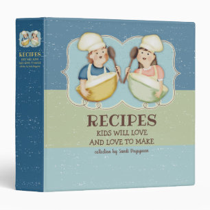 Cute girl boy children kids cookbook recipe binder