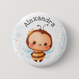 Cute Girl Bumblebee Kids 2 Inch Round Button