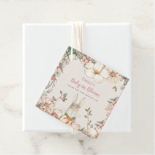 Cute Girl Bunny Florals Baby in Bloom Favour tag