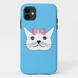 Cute-Girl-Cat-with-Pink-Bow iPhone 11 Case