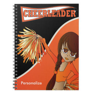 Cute Girl Cheerleader DIY Name Orange Notebook