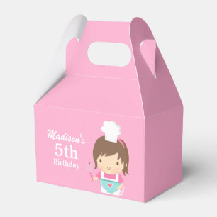 Cute Girl Chef Cooking Baking Birthday Party Favor Box
