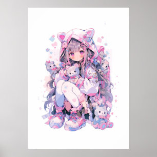Cute Girl Chibi Style Anime Poster