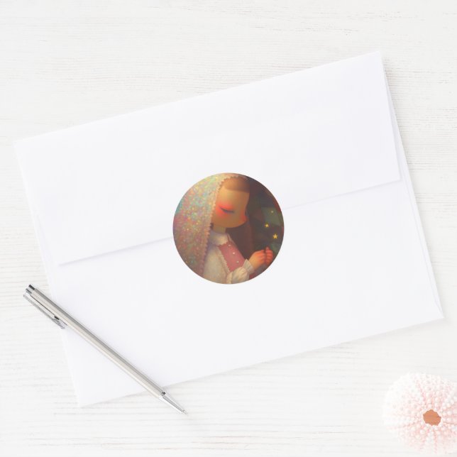Cute Girl Classic Round Sticker (Envelope)