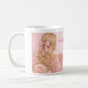 Cute Girl Coffee Mug Pink Feminine Aesthetic Mug
