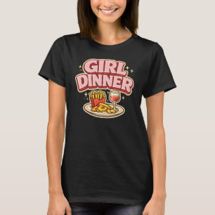Cute Girl Dinner Funny Snack Plate Food Lover T-Shirt