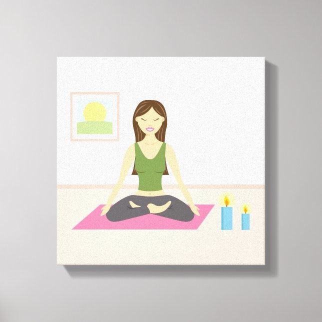 Cute Girl Doing Yoga In A Pretty Room Canvas Print (Front)