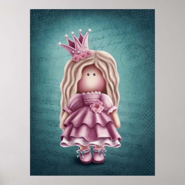 Cute Girl Doll Illustration Poster (Front)
