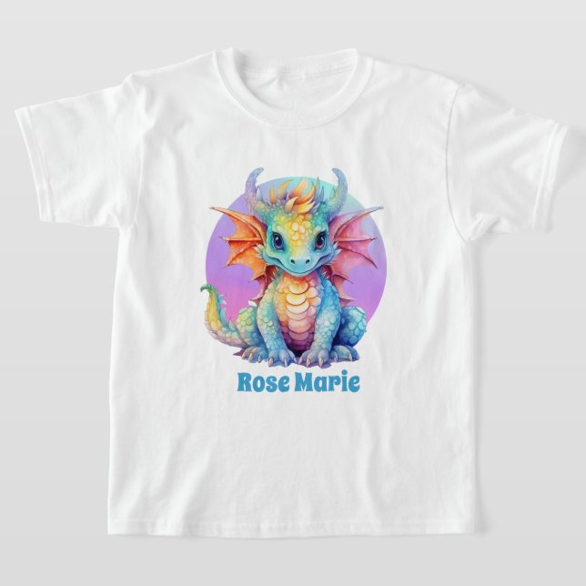 cute girl dragon lovers add name  T-Shirt (Laydown)