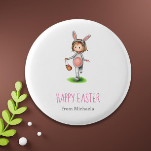 Cute Girl Egg Hunt Easter 1 Inch Round Button
