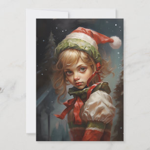 Cute Girl Elf Holiday Card