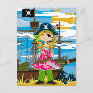 Cute Girl Eyepatch Pirate Postcard