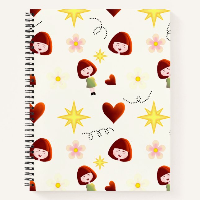 Cute Girl Floral Notebook (Front)
