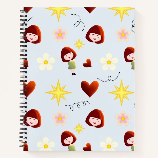 Cute Girl Floral Notebook (Front)
