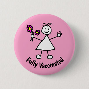 Cute Girl Flowers Vaccinated 2 Inch Round Button