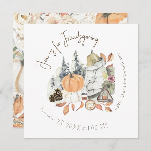 Cute Girl Friendsgiving Thanksgiving Dinner (Front/Back)