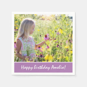 Cute Girl Full Photo Birthday Party Napkins