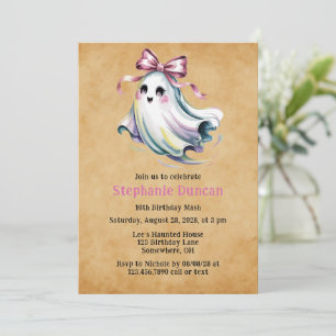 Cute Girl Ghost Birthday Mash Invitation