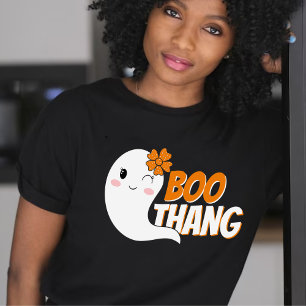 Cute Girl Ghost Boo Thang Black Halloween T-Shirt