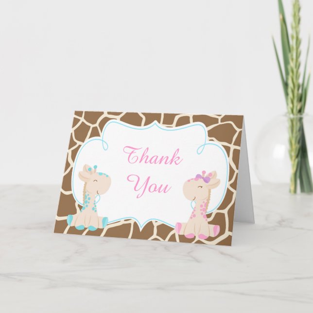 Cute Girl Giraffe Thank You (Front)