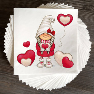 Cute Girl Gnome Fairytale Red Garden Gnomes Party  Napkin