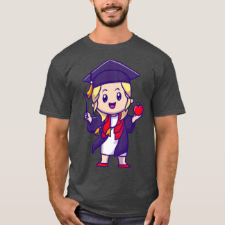 Cute Girl Graduation Cartoon T-Shirt