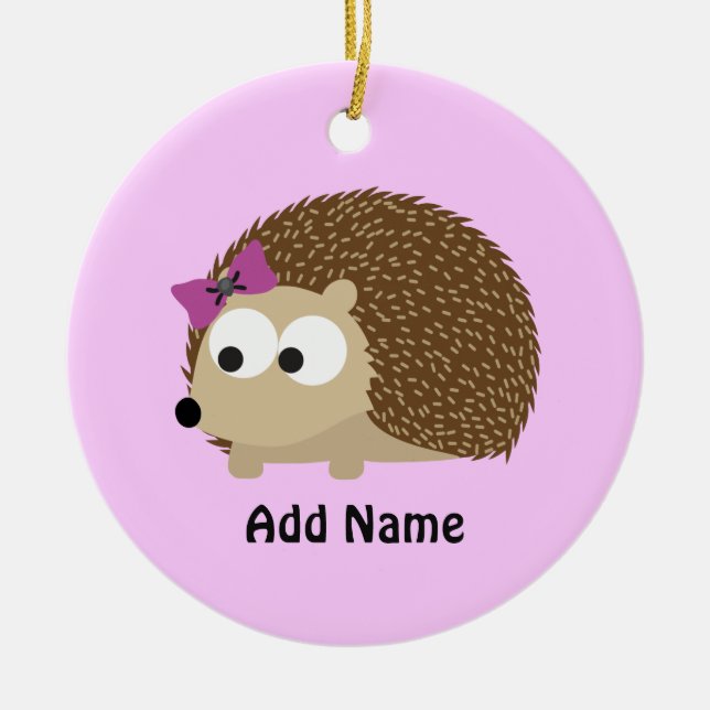 Cute Girl Hedgehog Ceramic Ornament (Front)