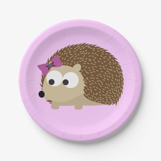 Cute Girl Hedgehog Paper Plate (Front)