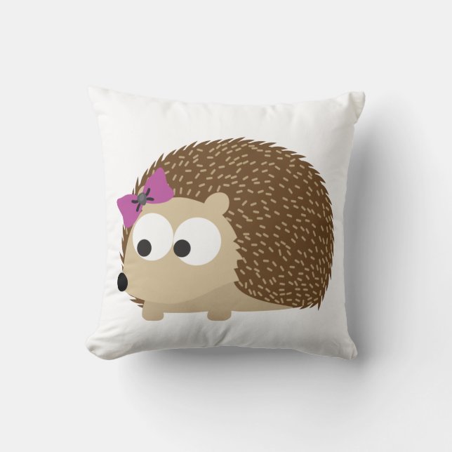 cute Girl hedgehog Throw Pillow (Front)
