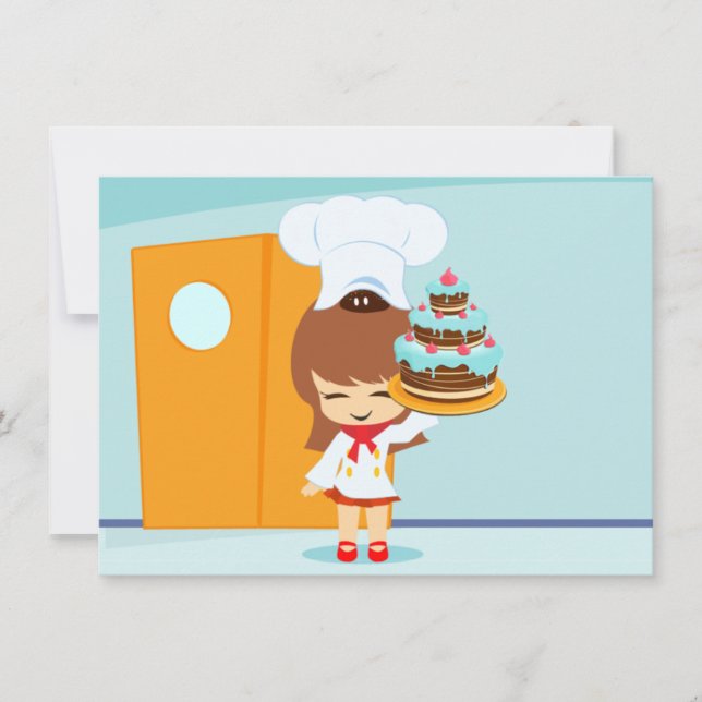 Cute Girl holding Chocolate Birthday Cake Card (Front)