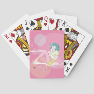 Cute Girl Hugging Fluffy Kitten Illustration on Pi Playing Cards