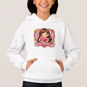 Cute Girl Hugging Heart Hoodie