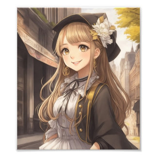Cute Girl Illustration T-Shirt Photo Print