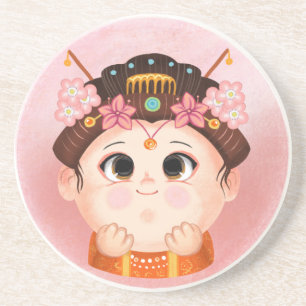 Cute girl in a China Princess costume Candy Tin Coaster