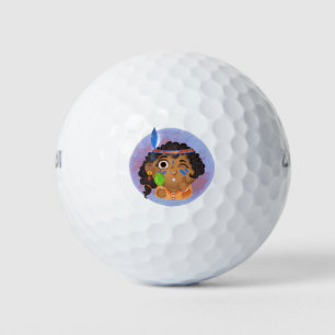 Cute girl in a Native American Princess costume Golf Balls