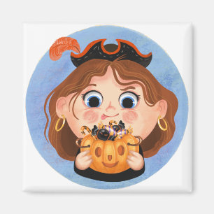 Cute girl in a pirate Halloween costume Magnet