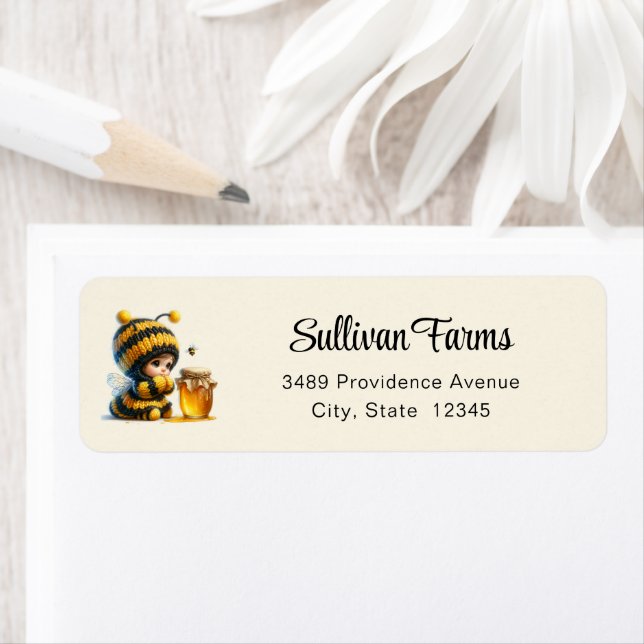 Cute Girl in Bee Costume with Honey Address (Insitu)