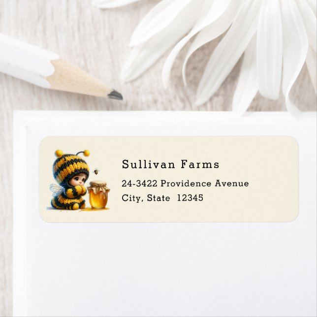 Cute Girl in Bee Costume with Honey Address (Insitu)