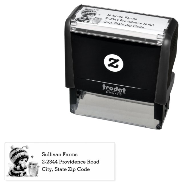 Cute Girl in Bee Costume with Honey Address Self-inking Stamp (In Situ)