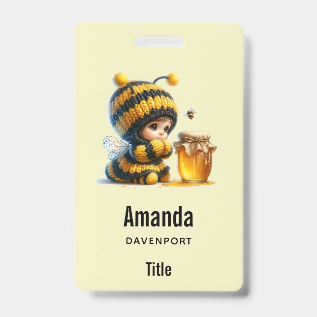 Cute Girl in Bee Costume with Honey Badge (Front)