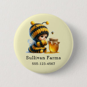 Cute Girl in Bee Costume with Honey Business 2 Inch Round Button