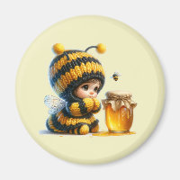 Cute Girl in Bee Costume with Honey