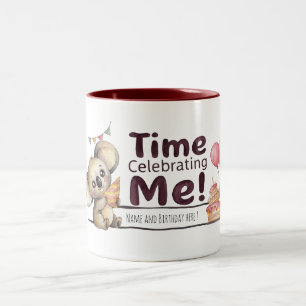Cute Girl Koala Birthday Custom Name Coffee Mug
