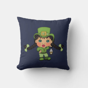 Cute Girl Leprechaun Coussin réversible