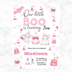 Cute Girl Little Boo Halloween Birthday Any Year Invitation