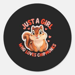 Cute Girl Loves Chipmunks Costume Kids Boys Girls  Classic Round Sticker