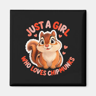 Cute Girl Loves Chipmunks Costume Kids Boys Girls Magnet